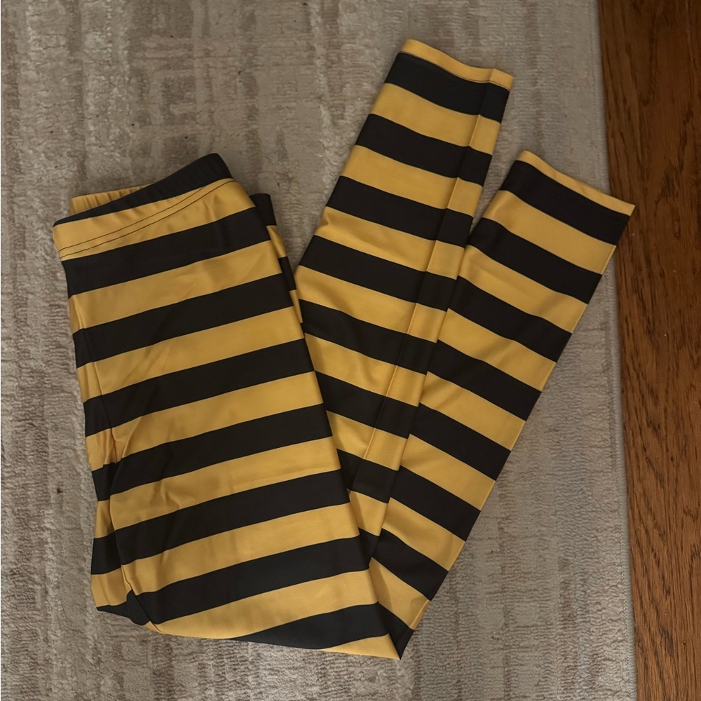 New Black and Yellow Striped Leggings